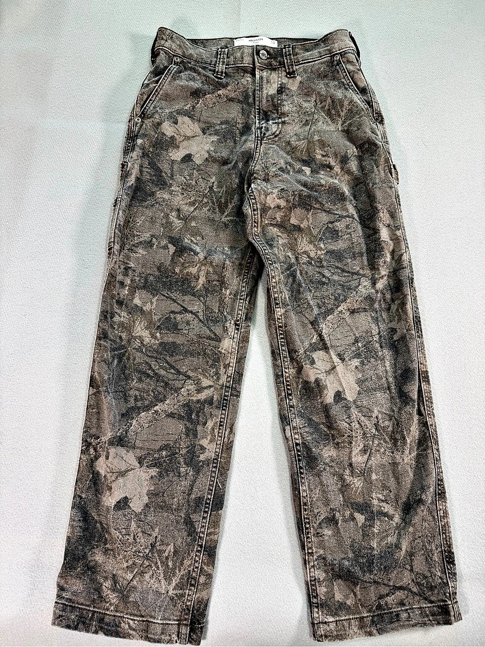Hollister Baggy Camo Print Pants Camo Print Men's Jeans Brown & Gray Waist 28